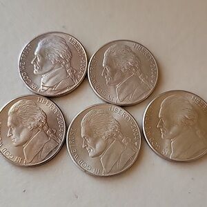 Set of Five 2004 Jefferson Nickels